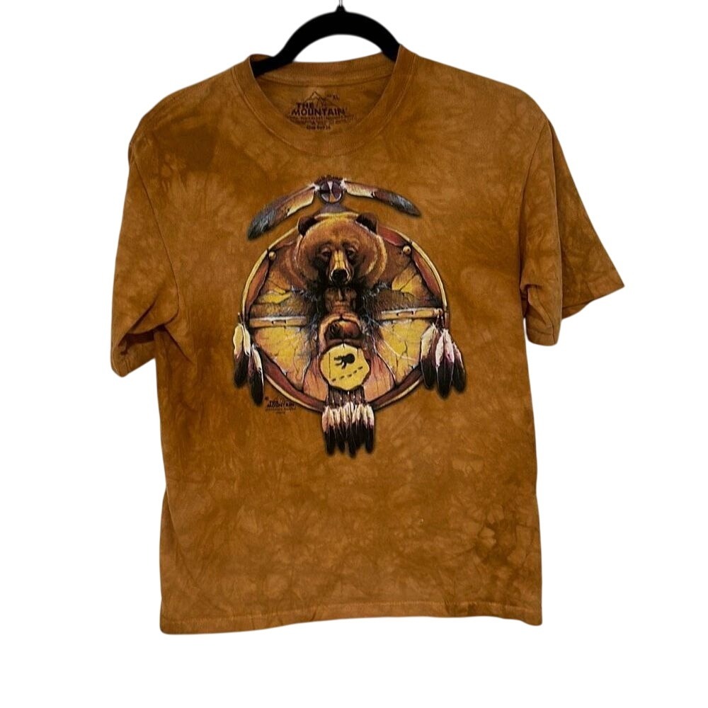 Vintage 90's The Mountain By Marie Buchfink Mens Brown Animal T Shirt Size XL
